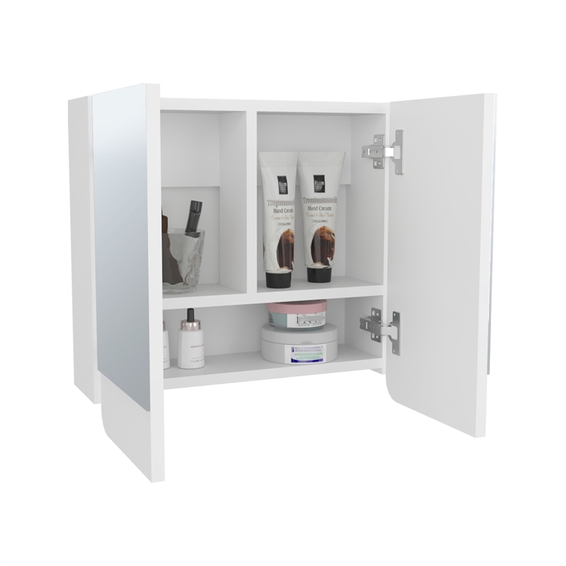 Pemberly Row Bathroom Mirror Medicine Cabinet with Storage in White
