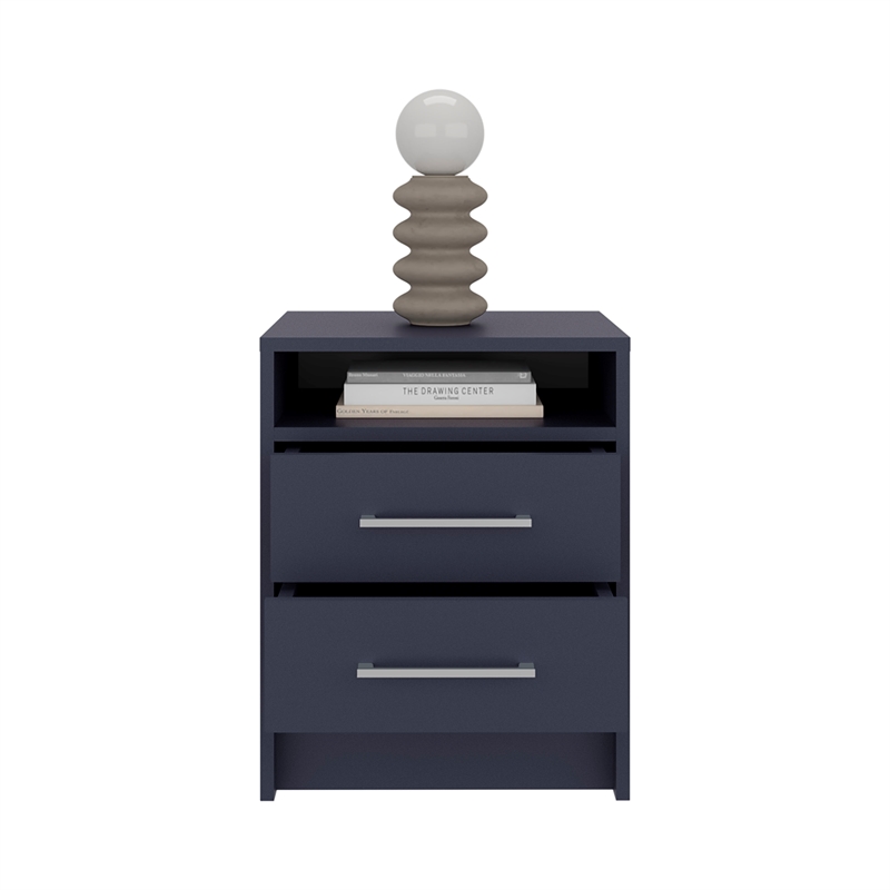 Pemberly Row Bedroom Nightstand with 2 Drawers 19.9in High in Blue