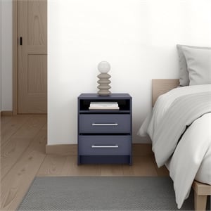 Pemberly Row Bedroom Nightstand with 2 Drawers 19.9in High in Blue