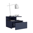 Pemberly Row Floating Nightstand with Drawer and Shelves in Blue