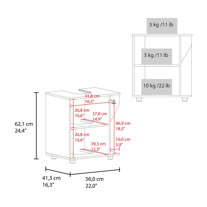 Pemberly Row Under Sink Storage Cabinet with Double Doors in Multi-Color