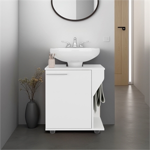 Pemberly Row Under Sink Storage Cabinet with Double Doors in White
