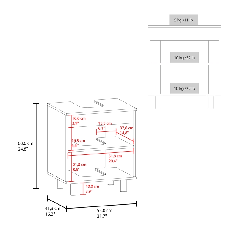 Pemberly Row Under Sink Cabinet with Doors and Shelf in White