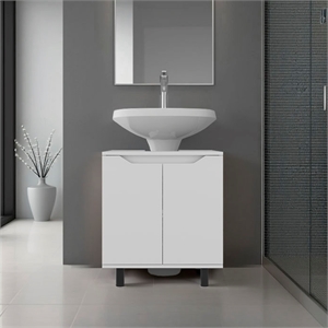 Pemberly Row Under Sink Cabinet with Doors and Shelf in White