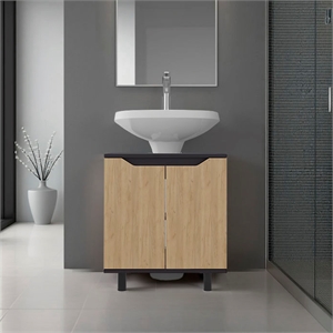 Pemberly Row Under Sink Cabinet with Doors and Shelf in Multi-Color