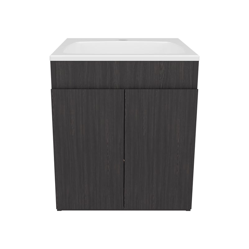Pemberly Row Modern Compact Bathroom Vanity with Drawers in Black