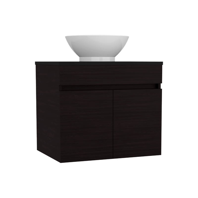 Pemberly Row Vessel Sink Bathroom Vanity with Drawers in Black