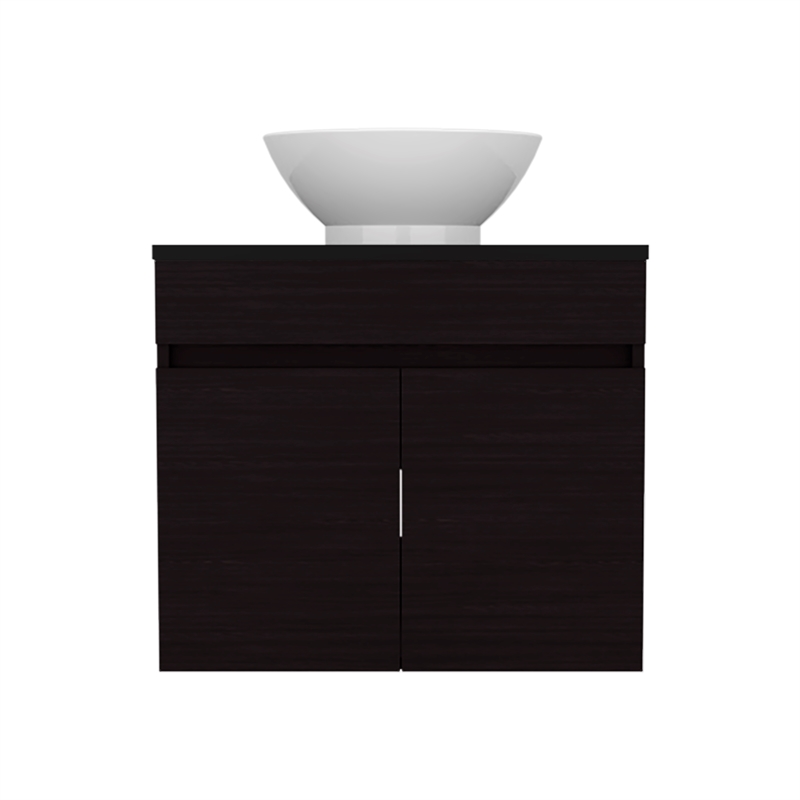 Pemberly Row Vessel Sink Bathroom Vanity with Drawers in Black