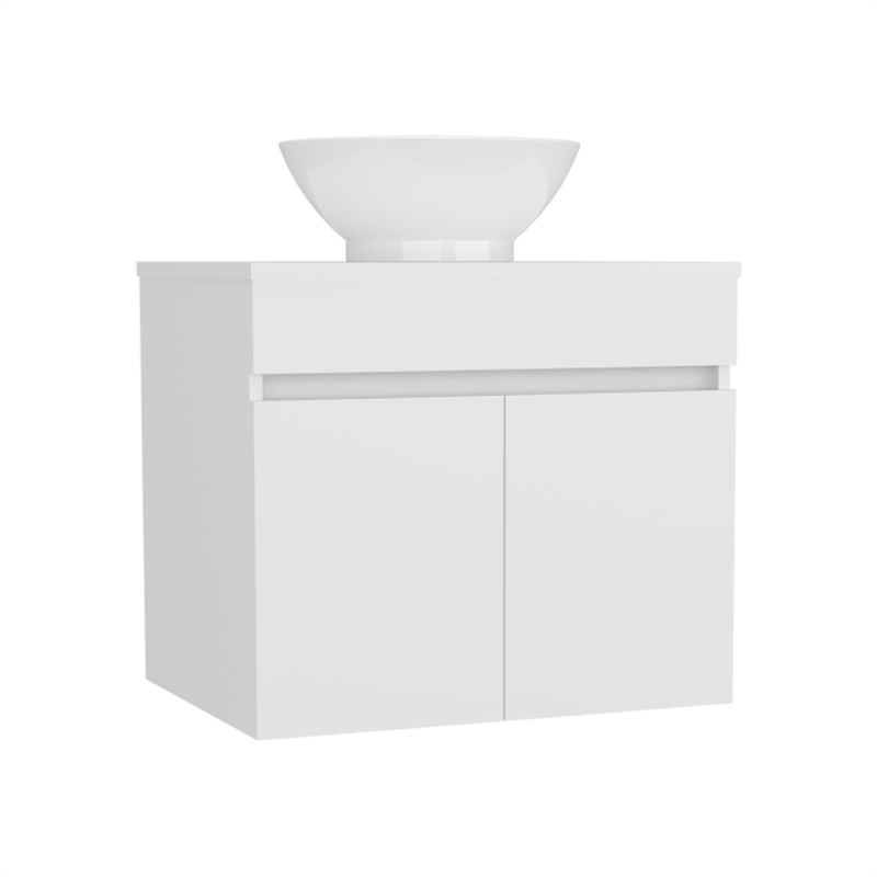 Pemberly Row Vessel Sink Bathroom Vanity with Drawers in White