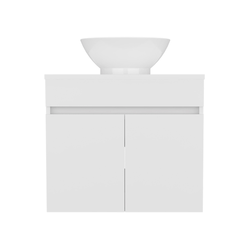 Pemberly Row Vessel Sink Bathroom Vanity with Drawers in White