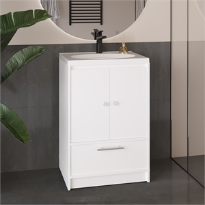 Pemberly Row 60in Wide Bathroom Vanity with Two Doors in White