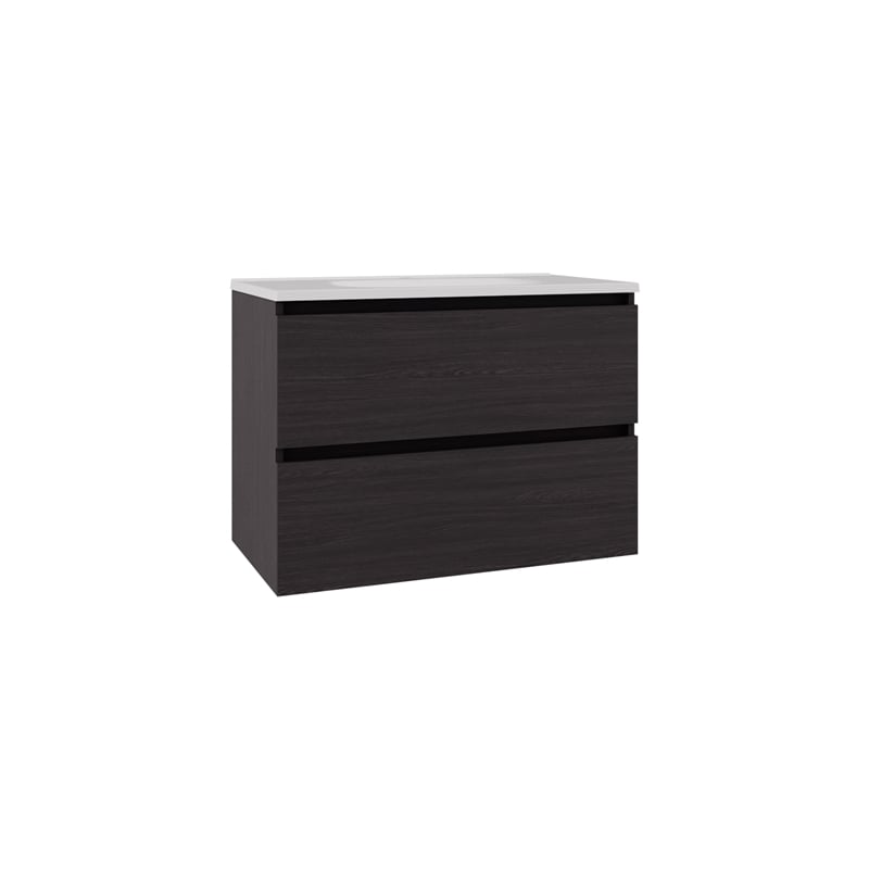 Pemberly Row Modern Bathroom Storage Cabinet with Shelves in Black