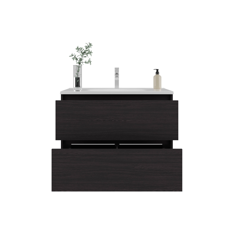 Pemberly Row Modern Bathroom Storage Cabinet with Shelves in Black