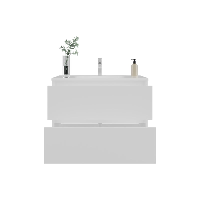Pemberly Row Modern Bathroom Storage Cabinet with Shelves in White