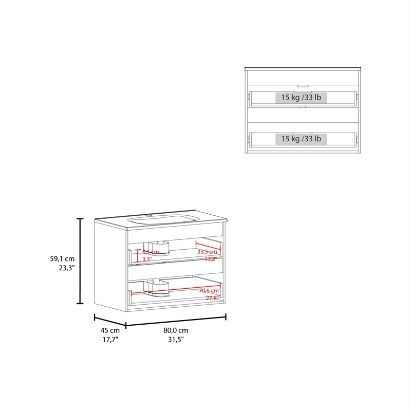 Pemberly Row Modern Bathroom Storage Cabinet with Shelves in White