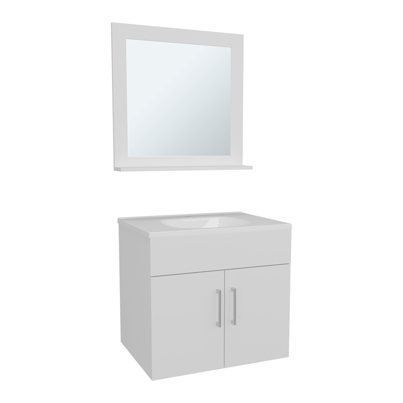 Pemberly Row Bathroom Wall Mirror Cabinet with Shelves in White