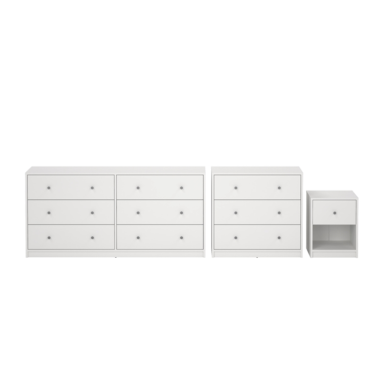 Pemberly Row White 3-Piece Bedroom Set in Engineered Wood