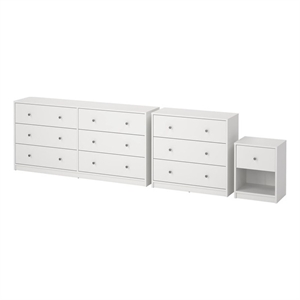 Pemberly Row White 3-Piece Bedroom Set in Engineered Wood