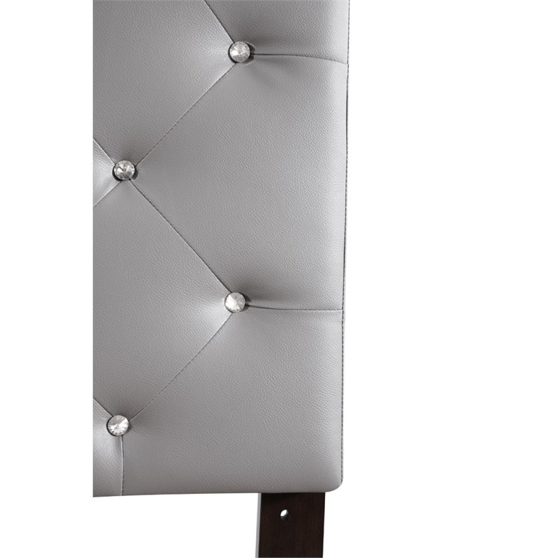 Pemberly Row Upholstered Twin Headboard with Faux Leather in Light Gray