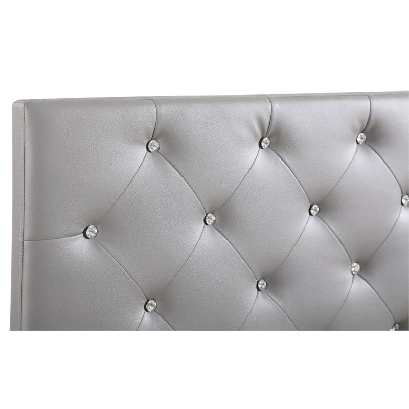 Pemberly Row Upholstered Twin Headboard with Faux Leather in Light Gray
