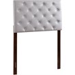 Pemberly Row Upholstered Twin Headboard with Faux Leather in Light Gray