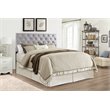 Pemberly Row Upholstered King Headboard with Faux Leather in Light Gray