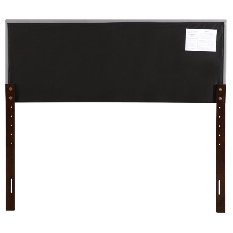 Pemberly Row Upholstered King Headboard with Faux Leather in Light Gray