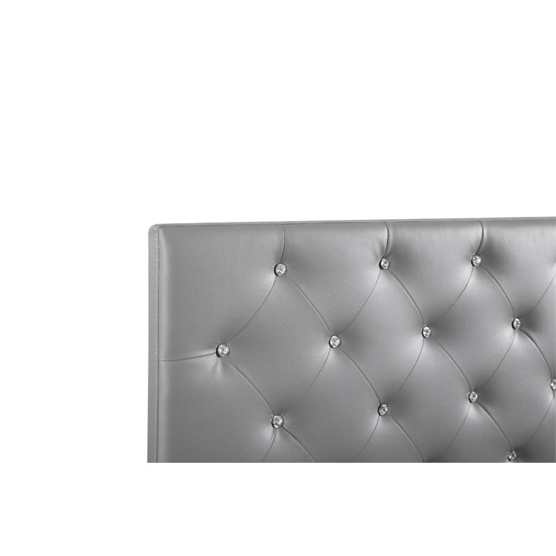 Pemberly Row Upholstered King Headboard with Faux Leather in Light Gray