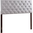Pemberly Row Upholstered King Headboard with Faux Leather in Light Gray