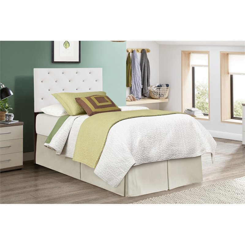Pemberly Row Upholstered Twin Headboard with Faux Leather in White
