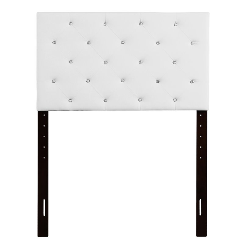 Pemberly Row Upholstered Twin Headboard with Faux Leather in White