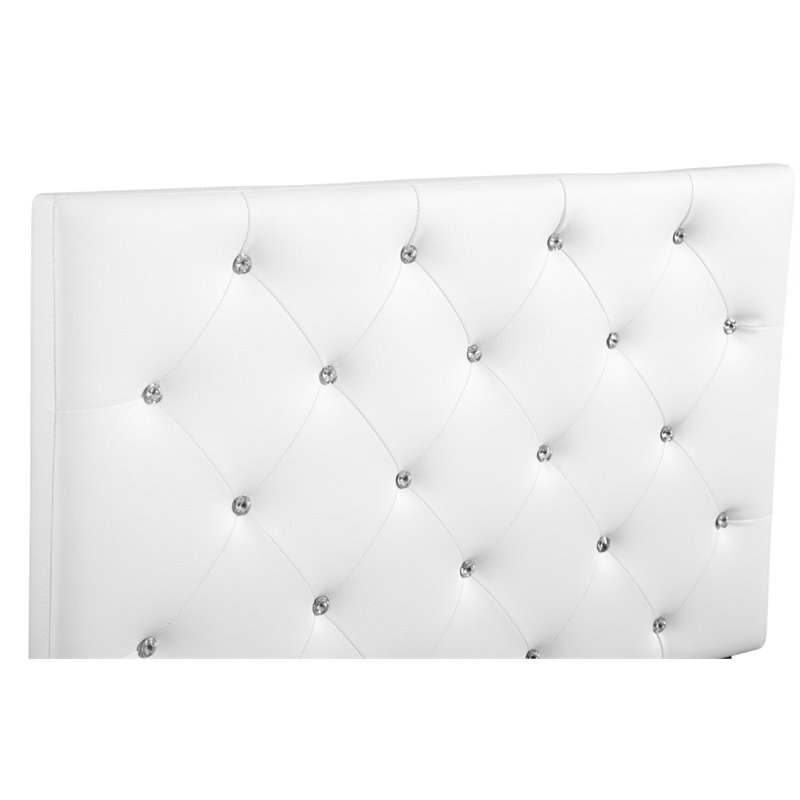 Pemberly Row Upholstered Twin Headboard with Faux Leather in White