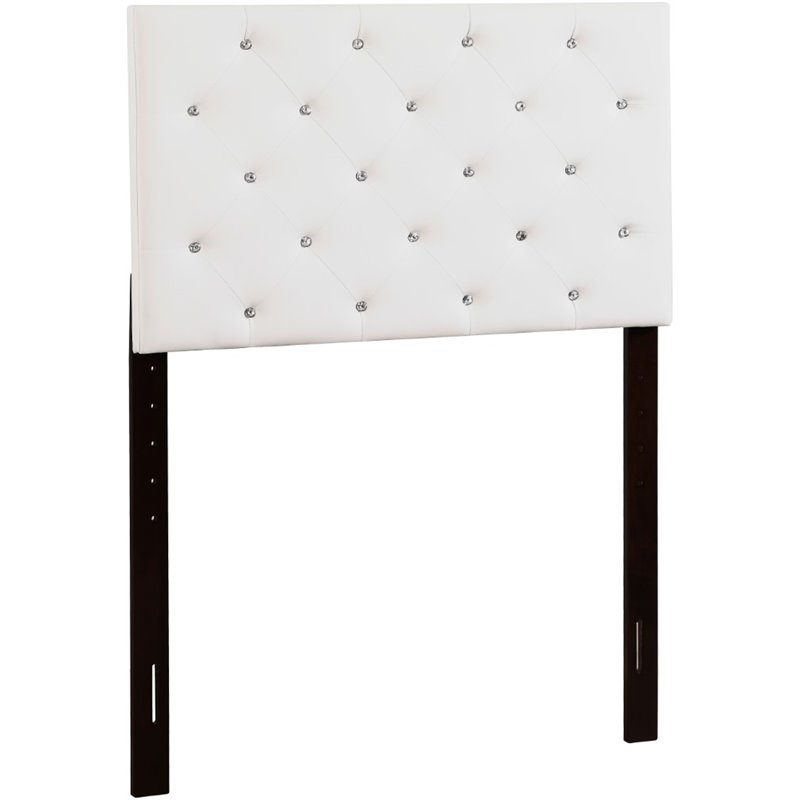 Pemberly Row Upholstered Twin Headboard with Faux Leather in White