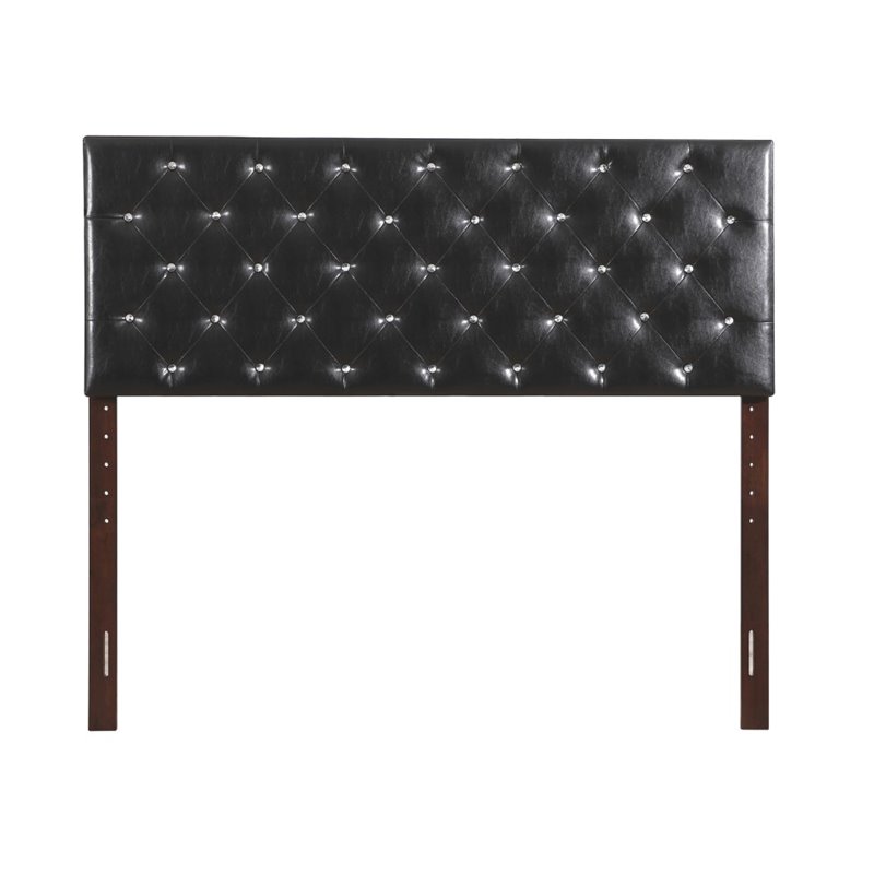 Pemberly Row Upholstered King Headboard with Faux Leather in Black