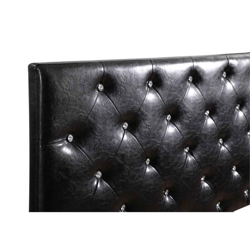 Pemberly Row Upholstered King Headboard with Faux Leather in Black