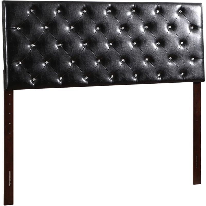 Pemberly Row Upholstered King Headboard with Faux Leather in Black