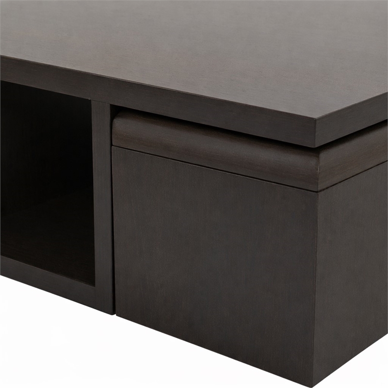 Pemberly Row Table and Stool Set with Hidden Storage in Dark Brown