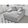 Pemberly Row Corduroy Chaise Lounge Sofa Bed with Deep Seat in Gray