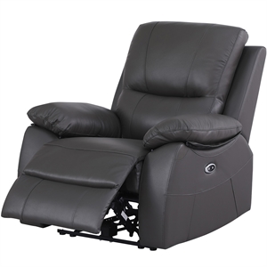 Pemberly Row Leather Power Lift Reclining Armchair Recliner in Gray