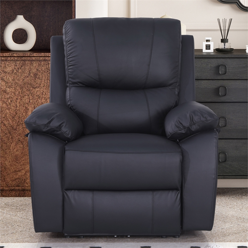 Pemberly Row Leather Power Lift Reclining Armchair Recliner in Black