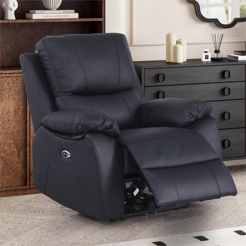 Pemberly Row Leather Power Lift Reclining Armchair Recliner in Black