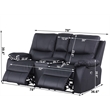 Pemberly Row Leather Power Loveseat Recliner with Storage in Black