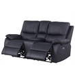 Pemberly Row Leather Power Loveseat Recliner with Storage in Black