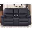 Pemberly Row Leather Power Loveseat Recliner with Storage in Black