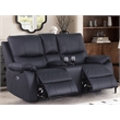 Pemberly Row Leather Power Loveseat Recliner with Storage in Black