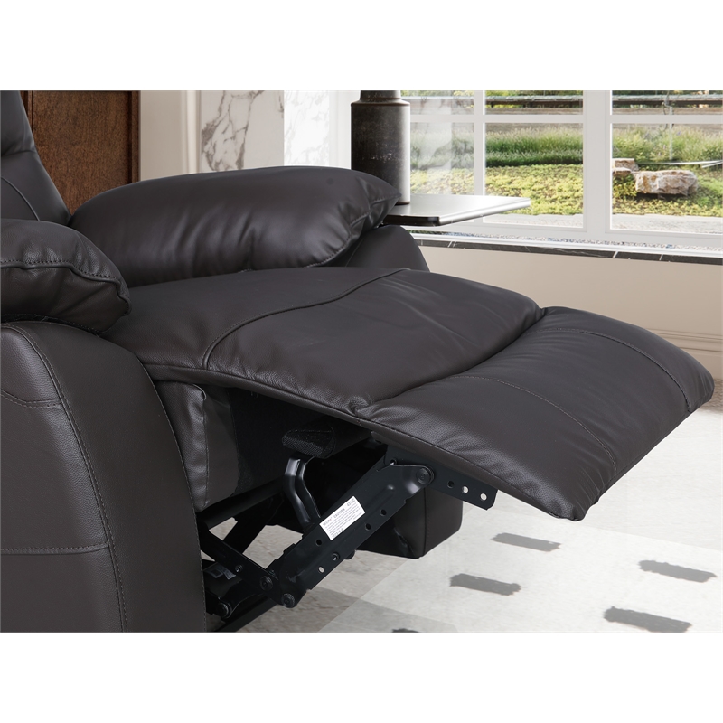 Pemberly Row Leather Power Loveseat Recliner with Storage in Brown