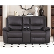 Pemberly Row Leather Power Loveseat Recliner with Storage in Brown