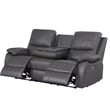 Pemberly Row Leather Power Reclining 3-Seater Sofa with Cupholder in Gray