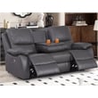 Pemberly Row Leather Power Reclining 3-Seater Sofa with Cupholder in Gray
