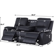 Pemberly Row Leather Power Reclining 3-Seater Sofa with Cupholder in Gray